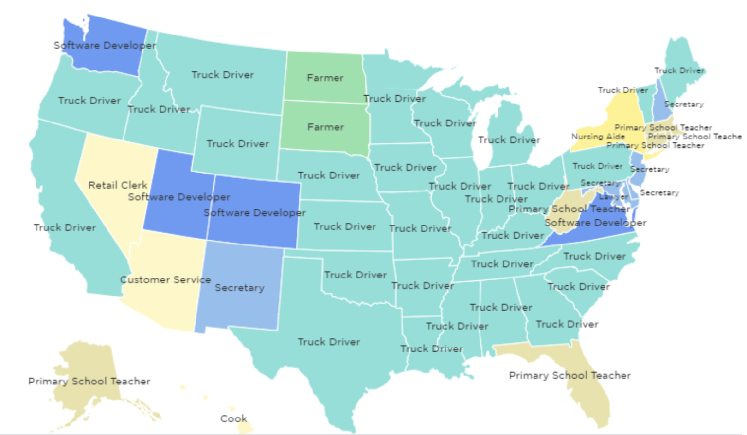 Map of truck drivers in US
